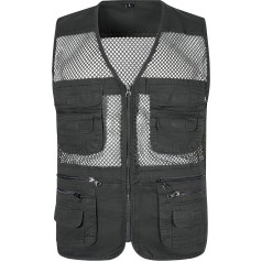 Yukirtiq Men's Outdoor Vest with Many Pockets Fishing Vest Mesh Vest Lightweight Sleeveless Jacket Multifunctional Vest Breathable Summer Vest for Hunting Hiking Safari Vest
