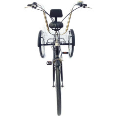 HANGKAI 24 inch adult tricycles, 3-wheel bicycle with backrest and basket, 6-speed 3-wheel cruiser bike
