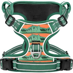 Timos No Pull Dog Harness, Front Clip, Dog Harness for Large Dogs, Reflective, Adjustable, Soft Padded, with 2 Metal Rings, 2 Buckles, Easy Control, Training Handle, Wilderness, M