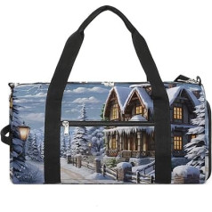 Full Print Sports Bag Tote Bag with Shoulder Strap and Backpack Function, Christmas Winter Happiness Scene, One Size Fits All, Carry On Luggage, Christmas winter happiness scene, carry-on luggage