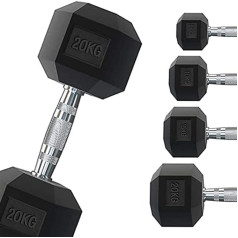 G5 HT SPORT Professional Rubberised Hexagonal Dumbbell from 1 to 50 kg | Weight Lifting in the Gym or Home Gym | Ergonomic Non-Slip Handle | Sold Individually