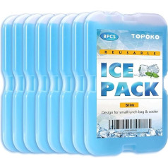 TOPOKO Ice Packs for Lunch Bags, Coolers, Freezer Packs for Lunch Box, Cool Bag, Slim, Reusable & Durable, BPA-Free, Quick Freeze, Perfect for Picnic, Camping, Beach, Outdoor Sports