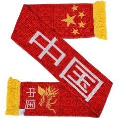 China Football Knitted Scarf, Red, Yellow, White, One Size, Red, Yellow, White