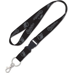 Baltimore Orioles Lanyard with Detachable Buckle, 1-inch, Black, black