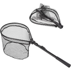 Fishing Landing Net Portable Foldable Lightweight Net Nylon Mesh Fishing Brail Net Aluminium Alloy Frame Fishing Catch Release Net Fly Fishing Equipment