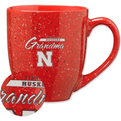 Rico Industries NCAA Nebraska Cornhuskers Grandma Kaffeetasse, 473 ml, Team-Farbe, Lasergravur, gesprenkelte Keramik-Kaffeetasse