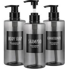 Segbeauty Refillable Shampoo Bottles 500ml Shampoo Dispenser Empty Plastic Pump Bottle for Shower Labeled Grey Large PET Lotion Dispenser with Pump Body Soap Hotel Bathroom