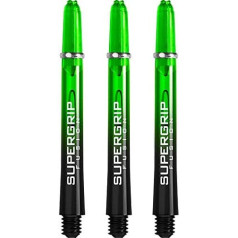 Harrows SUPERGRIP Fusion Stiele – mit gefräster Ringe – Medium – 10 Sets (30), Schwarz/Grün