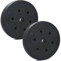 Pair of 2 Weight Plates 5 kg Hole Diameter 28 mm 2 x 5 Total 10 kg Laminated for Barbells or Dumbbells
