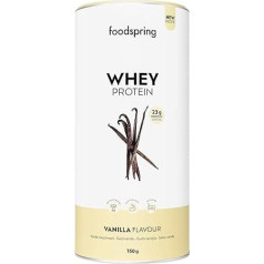 foodspring Whey Protein Powder Vanilla - With 23 g Protein for Muscle Building, Perfect Solubility, Made from Pasture Milk, Rich in BCAAs & EAAs - New Formula (750 g)