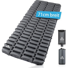 HIKENTURE Ultralight Camping Sleeping Mat with Pump Bag, 71 cm Wide, Inflatable Sleeping Mat, Small Pack Size, Camping Mat, Outdoor Sleeping Mat