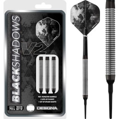 DESIGNA DARTS Black Shadows V2 D9792 90% Tungsten Soft Tip Darts Set with Shafts and Flights M1 19g