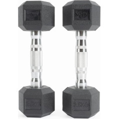Nilox Dumbell 2.5kg Gym Dumbbells Ulcanised Rubber Coated Moulded Steel Handle Diamond Engraved for Comfortable Use Hexagonal Shape Roll-Proof NXDUMBBELL25 Black