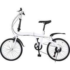 BAOCHADA 20 Inch Folding Bike 6 Speed Folding Bike Adult Portable City Bike for Adults Folding Bicycle Adults for Sporty Outdoor Trips, White