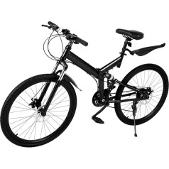 sulckcys 26 Inch Mountain Bike Folding Bike, 21 Speed Road Bike, Folding Bike, Mountain Bike, Full Suspension Disc Brake, MTB Adult Camping Bike, Adult Bicycle MTB for Men, Women, Boys, Girls