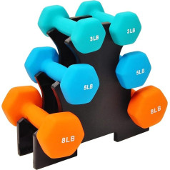 Signature Fitness Set of 2 Neoprene Dumbbells Non-Slip Roll Proof Hex Shape Colorful Pair or Sets