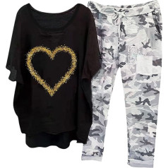 Briskorry Two-Piece Women's Summer, Short Sleeve T-Shirt and Trousers, Trouser Suits, Loose Casual Loungewear Outfits, Crew Neck, Short Sleeves, Jogging Suit, Airy, Lightweight, Streatwear, Elegant,