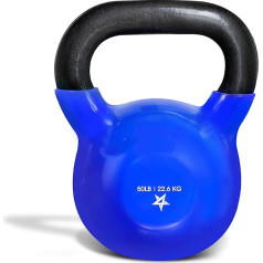 Yes4All 2-20 kg Cast Iron Kettlebell with Vinyl Coating, Blue Kettlebell, Swing Dumbbell, Ball Weight