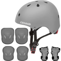 CELOID Children's Helmet Pad Set, Adjustable Children's Skateboard Bicycle Helmet Knee & Elbow Pads Wrist Guards 3-5-8 Years Children's Protective Equipment Set for Girls Boys Bicycle Scooter Skating