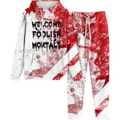 Women's Tracksuit, Large Sizes, Hoodie and Jogging Bottoms, Hoodie Set, Blood Splash, Horror Running Suit, Hood, 2-Piece Tracksuit Set, Loose Casual Loungewear, Modern, Festive, Sports Outfit, Joggers