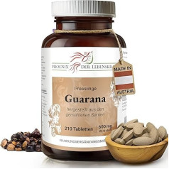 Guarana Tablets 600 mg | 210 Tablets Paullina Cupana | Premium Quality from Austria | Vegan Tablets Instead of Capsules without Additives | Guarana Bush, Uabano, Brazilian Cocoa, Zoom, Guaraní