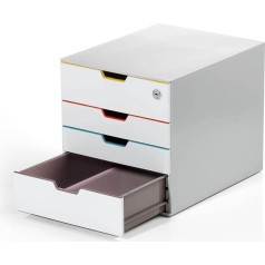 Durable 762627 Drawer Box A4 (Varicolor Mix Safe) 4 Compartments with Lock and Labels for Labelling, Multi-Coloured