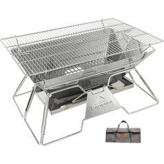 Campingmoon Portable Camping Fire Pit Stainless Steel Foldable BBQ Charcoal 20