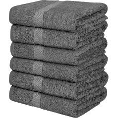 Utopia Towels - Pack of 6 Medium 100% Cotton Bath Towels with Hanging Loops, 60 x 120 cm Shower Towels, Soft and Absorbent Towels (Grey)