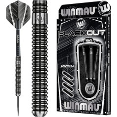 WINMAU Blackout Professional Steel Tip Tungsten Darts with Flights and Stems (Waves)