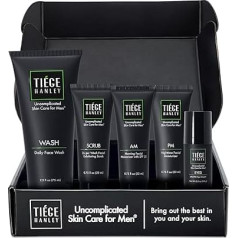Tiege Hanley Advanced Skin Care Routine for Men (System Level 2) - Face Wash Set for Fine Wrinkles - Set Includes Facial Cleansing, Face Scrub, Moisturiser and Eye Cream
