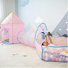 Benebomo Play Tent with Tunnel, 3-in-1 Play Tent, Ball Pit with Tunnel, Crawling Tunnel with Tent, Garden Playhouse Tent for Boys Girls Indoor/Outdoor