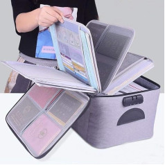 Multilayer Super Large Storage Bag with Cash Compartment Home Office Travel Secure Lockable Bag Portable File Certificate Legal Document Storage [Large/Grey]