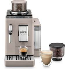 De'Longhi Rivelia EXAM440.35.BG Fully Automatic Coffee Machine with Milk Frothing Nozzle, Interchangeable Bean Container, 8 Coffee Drinks at the Touch of a Button, Extra Shot Function, 3.5 Inch Touch