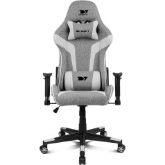 Drift Gaming Chair DR90 -DR90GW - Professional Gaming Chair, atmungsaktiver Stoff, gepolsterte 2D-Armlehnen, verstärktes Nylon-Fußkreuz, Klasse 4 Kolben, Neigung, Lenden-/Halswirbelkissen, grau/weiß