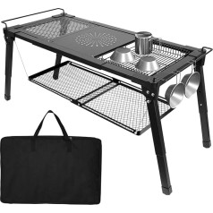 Msnaile Folding Camping Table Aluminium Garden Table Balcony Table Travel Table Folding with Packing Bag Height Adjustable for Picnic BBQ Garden Balcony