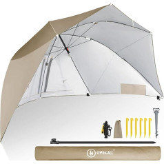 Homecall beach umbrella with window and windbreak - (khaki)