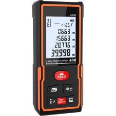 Rangefinder 40M Laser Measuring Tool, M/in/Ft Mute Laser Rangefinder with 2 Spirit Levels, Backlit LCD, 30 Groups of Data Memory, IP54