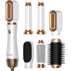 OKWRAP Airstyler Hair Styler Set 6 in 1 with Round Brush Hairdryer, Warm Air Brush, Thermal Brush, Airflow Curling Iron Automatic, Volume Blow Dryer Brush, for Straightening, Drying, Volume, Curls