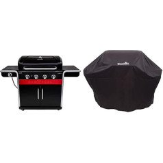 Char-Broil Gas2Coal 440 Hybrid Grill - 4 - Burner Gas & Charcoal Grill with Side Burner, Black & 140766 - Universal Weather Protection Cover for 3 & 4 Burner Gas Grill