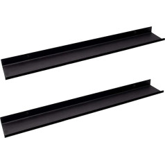 MILUKA Metal Wall Shelves, Black, Set of 2 Floating Shelves, 110 cm Long, Wall Boards, for Decorations, Picture Frame, Book, for Bedroom, Kitchen, Office, Living Room, Metal Shelf, Black