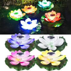 jindaaudio Pack of 4 Floating Lotus Lights, LED Waterproof Solar Floating Flowers, Colour Changeable Multicoloured Pond Lights, Lawn Lights, Pool Lights (Colour)