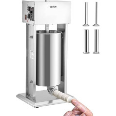 VEVOR Electric Sausage Filler Sausage Filling Machine 15 L, Stainless Steel + Aluminium, 260 W Professional Silver Sausage Machine Including 37/30/21/15 mm Filling Tubes, Adjustable Vertical Sausage