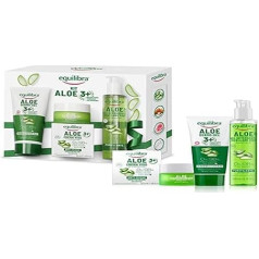 Equilibra Face Set, Aloe Dermo Gel 3+ Dermoprotectors Plus, Aloe Face Cream Against Wrinkles and Filler, Aloe Gel Cleanser for Facial Cleansing, Gift Box