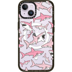 CASETiFY Impact iPhone 14 Case [4X Military Grade Drop Tested, 2.5 m Drop Protection / Compatible with Magsafe] - Pink Sharks - Glossy Black