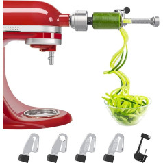 Bestand Spiral Cutter Attachment (5 Blades) Compatible with KitchenAid Stand Mixer, Comes with Peeler, Core and Disc, Vegetable Slicer (Not KitchAid Brand Spiralizer)