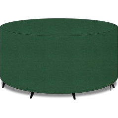PATIO PLUS Robuste Gartentischabdeckungen, rund, 600D-Oxford-Gewebe, runde Terrassen-Tischabdeckung, Gartenmöbel-Set, wasserdicht, winddicht, UV-Schutz, 190 x 80 cm, Grün