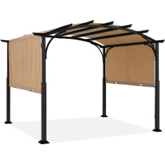 ABCCANOPY Gazebo Pergola 3 x 3 m, Curved Garden Gazebo with Retractable Sun Protection Canopy, Beige