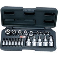 KS Tools 911.4307 TX Socket Set, 21 Pieces, 1/4-Inch+1/2-Inch