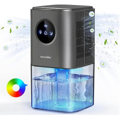 ANOEPUY Electric Dehumidifier, 1700 ml Dehumidifier, Quiet Small Room Dehumidifier with 7 Colours, Night Light & Timer for Bedroom, Bathroom, Kitchen, Against Mould, Grey