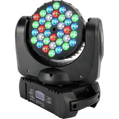 Areyourshop Moving Head LED, Stage Light 36 x 3 W RGBW with 9/16 Channel DMX-512, DJ Light for Christmas, DJ Bar, Birthday, Disco Wedding, Moving Heads 6 Red 12 Green 12 Blue 6 White Adjustable Lamp